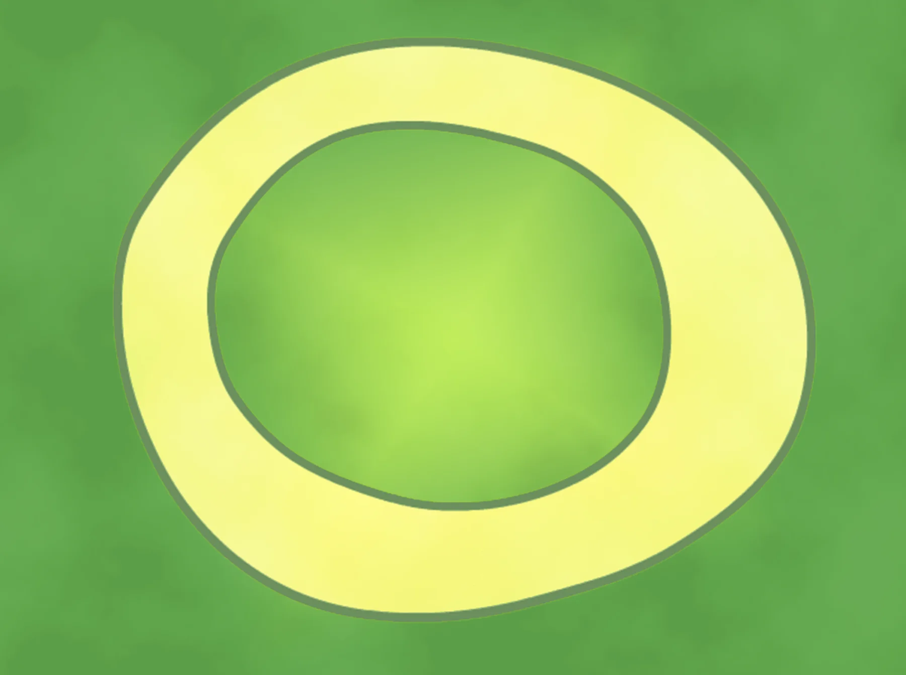 Early concept drawing: a yellow oval track on green grass
